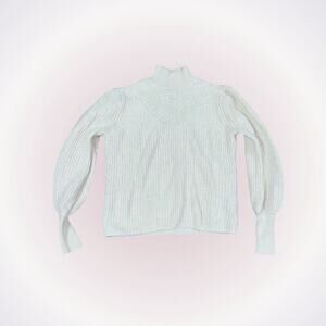 Rachel Zoe Cream Turtleneck Puff Sleeve Knit Sweater | Sz M